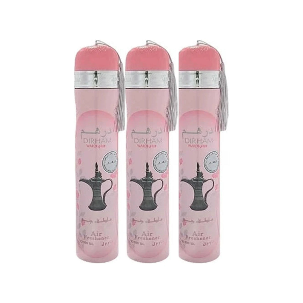 Three Ard Al Zaafaran Dirham Wardi 300ml air fresheners - bundle of 3
