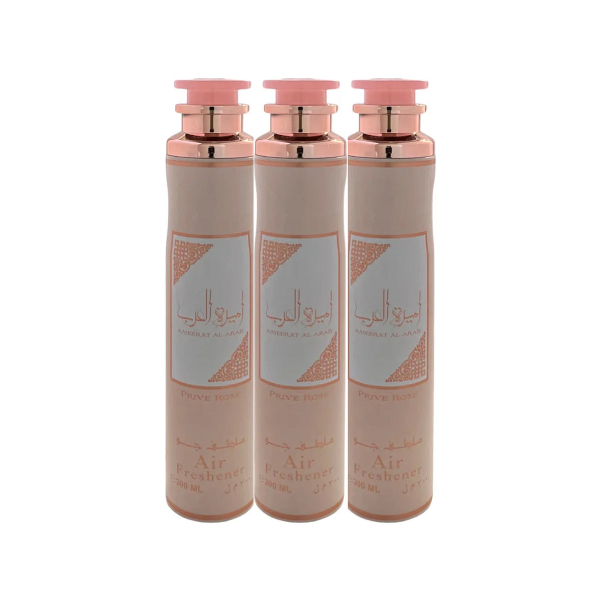 Three Lattafa Ameerat Al Arab Prive Rose 300ml air fresheners - bundle of 3