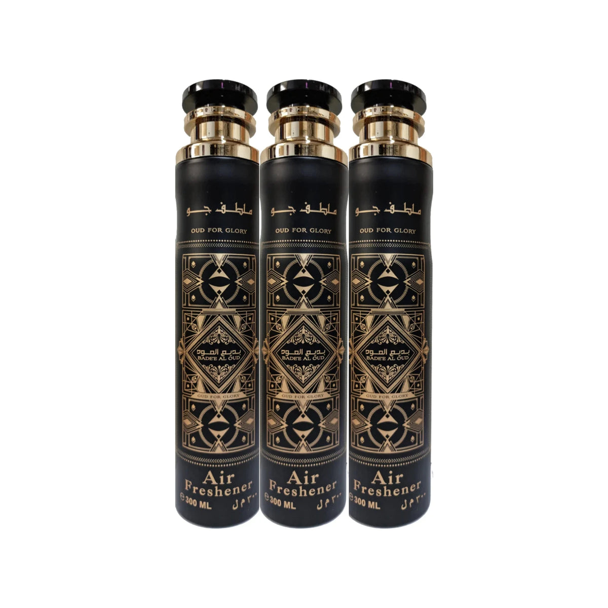 Three Lattafa Badee Al Oud Oud for Glory 300ml air fresheners - bundle of 3