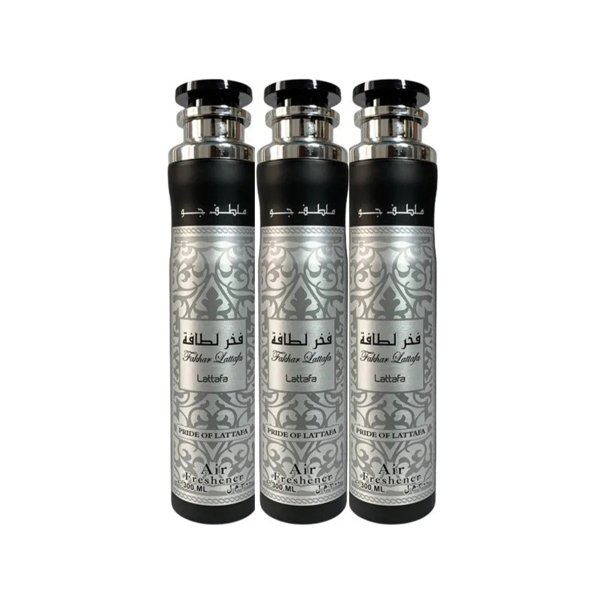 Three Lattafa Fakhar Silver 300ml air fresheners - bundle of 3