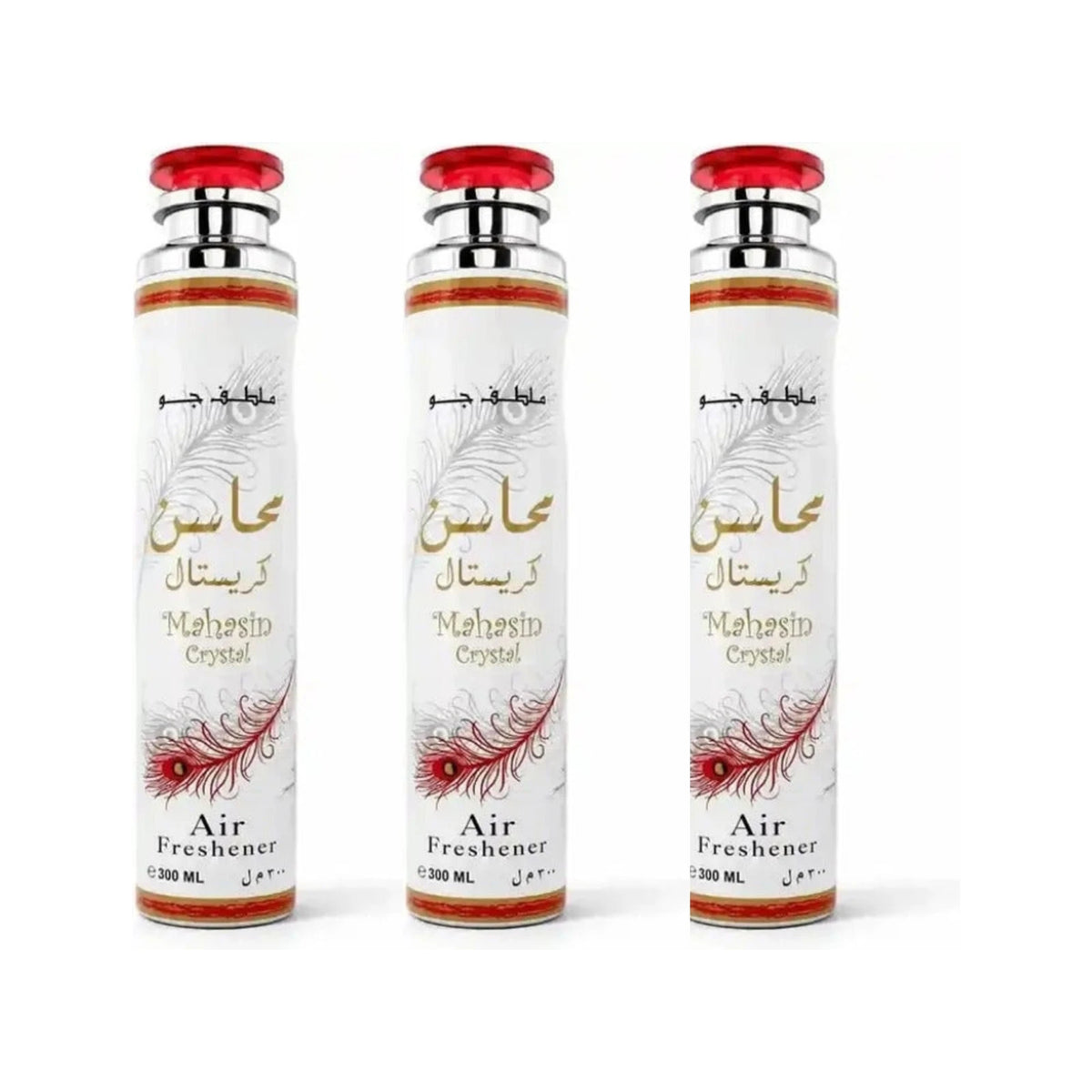 Three Lattafa Mahasin Crystal 300ml air fresheners - bundle of 3