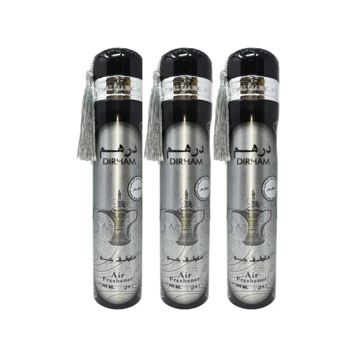 Three Ard Al Zaafaran Dirham Silver 300ml air fresheners - bundle of 3