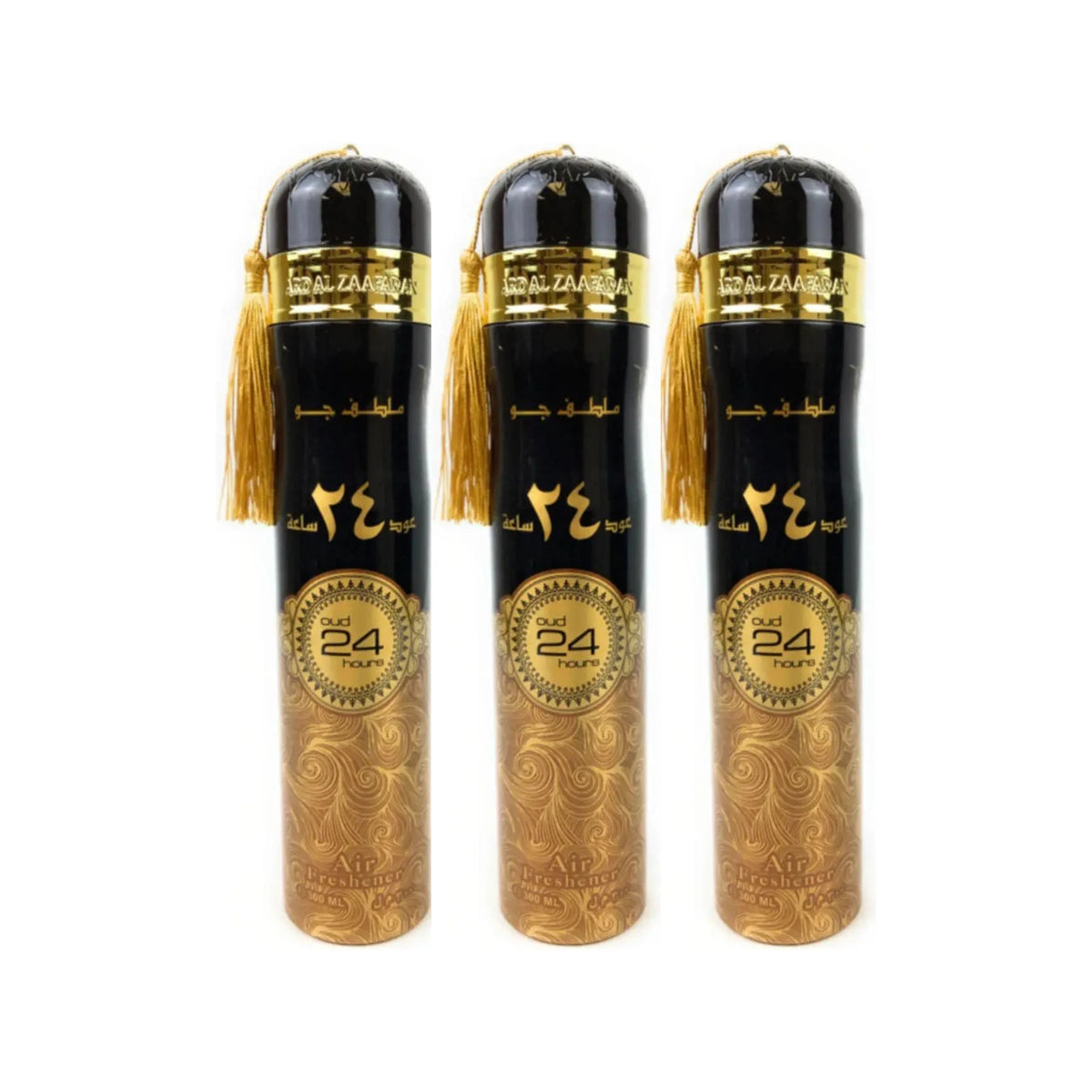 Three Ard Al Zaafaran Oud 24 Hours 300ml air fresheners - bundle of 3