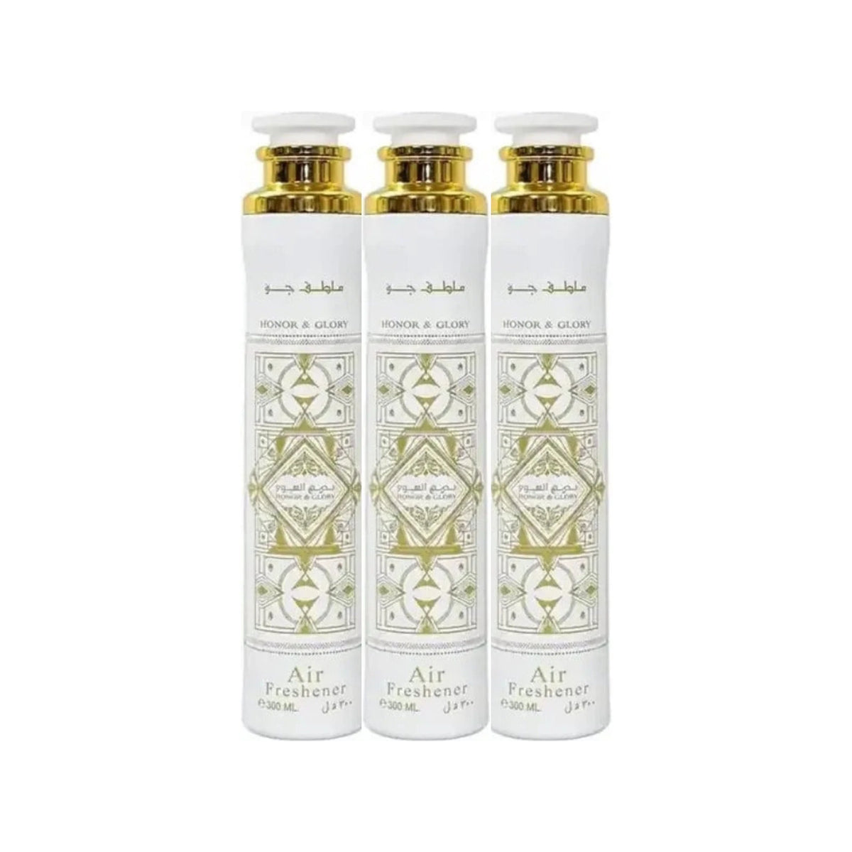 Three Lattafa Badee Al Oud Honor and Glory 300ml air fresheners - bundle of 3