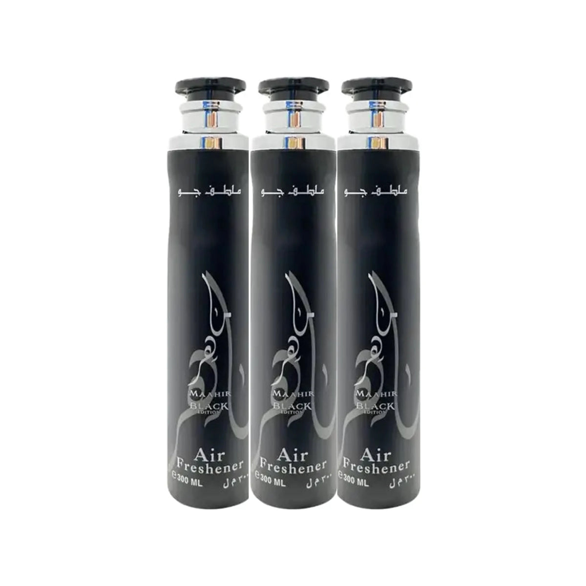 Three Lattafa Maahir Black Edition 300ml air fresheners - bundle of 3